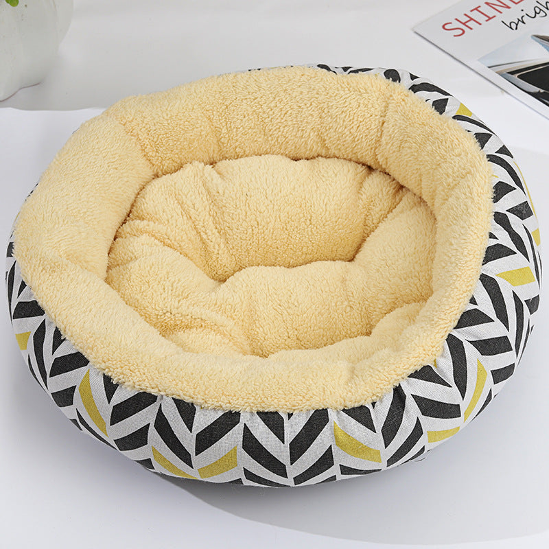 KFX-9027773 Cozy Cat and Dog Bed with Winter Warm Pet Mat - 50 cm Diameter
