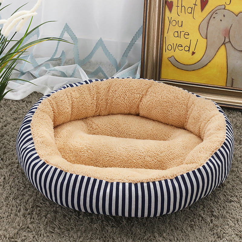 KFX-9027773 Cozy Cat and Dog Bed with Winter Warm Pet Mat - 50 cm Diameter