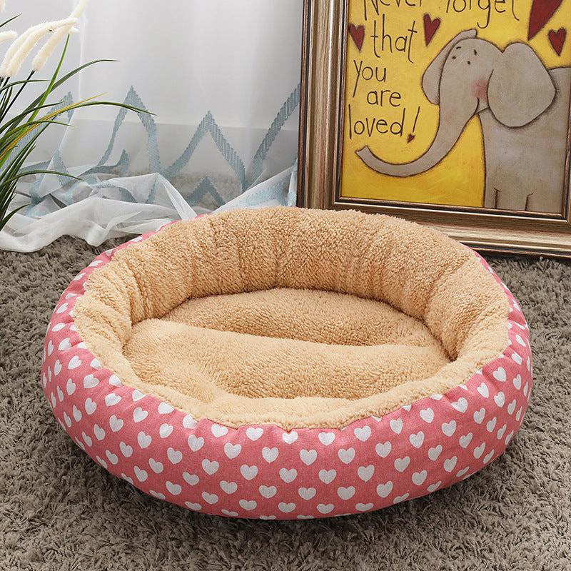 KFX-9027773 Cozy Cat and Dog Bed with Winter Warm Pet Mat - 50 cm Diameter