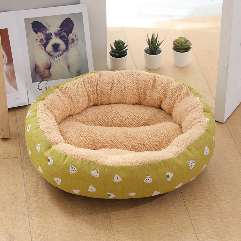 KFX-9027773 Cozy Cat and Dog Bed with Winter Warm Pet Mat - 50 cm Diameter
