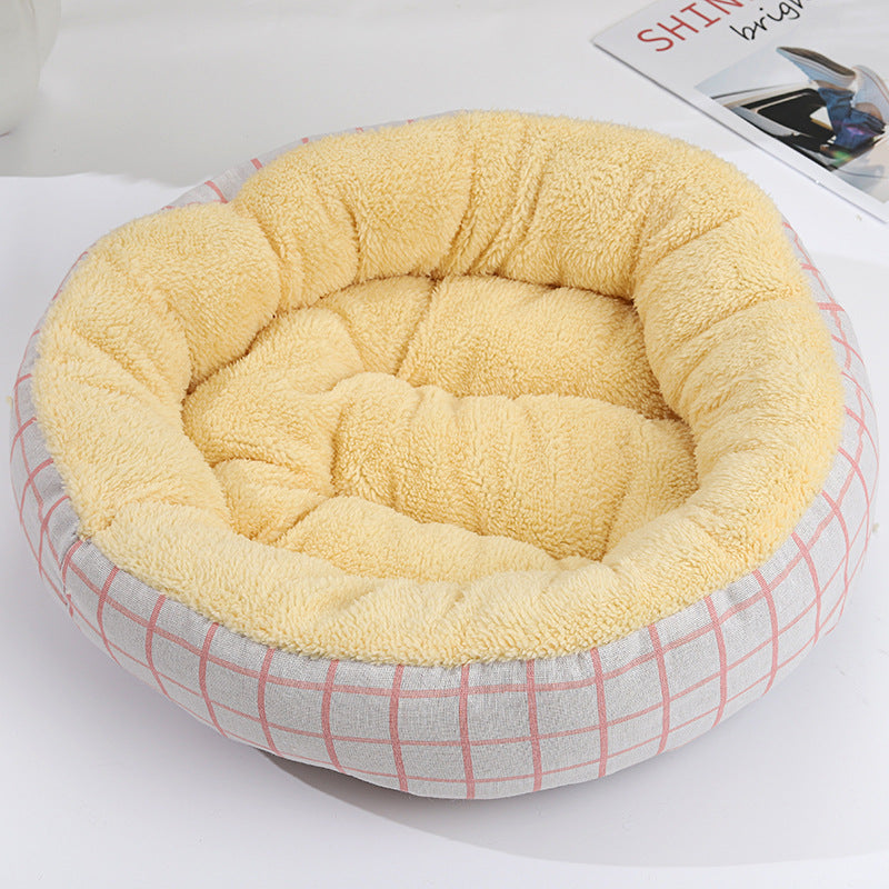 KFX-9027773 Cozy Cat and Dog Bed with Winter Warm Pet Mat - 50 cm Diameter