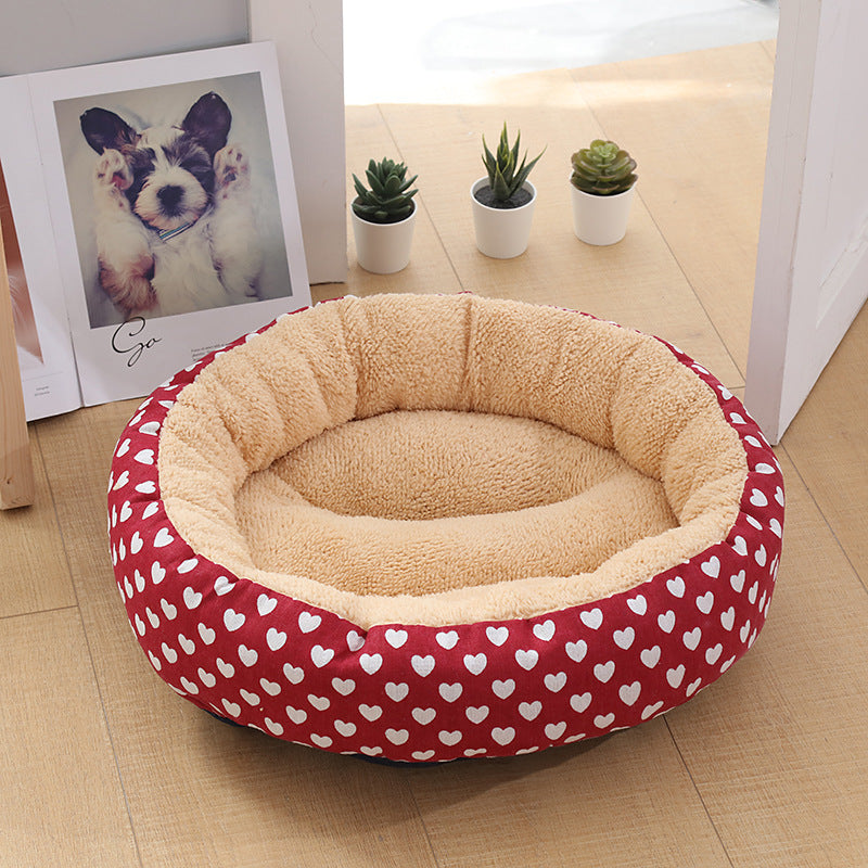 KFX-9027773 Cozy Cat and Dog Bed with Winter Warm Pet Mat - 50 cm Diameter
