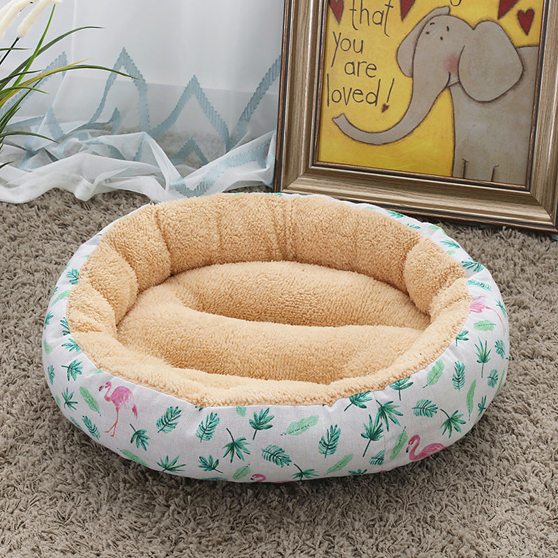 KFX-9027773 Cozy Cat and Dog Bed with Winter Warm Pet Mat - 50 cm Diameter
