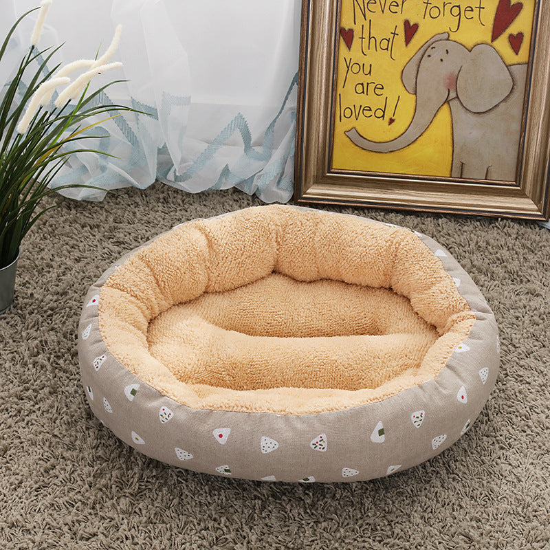 KFX-9027773 Cozy Cat and Dog Bed with Winter Warm Pet Mat - 50 cm Diameter