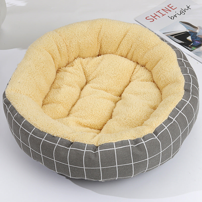 KFX-9027773 Cozy Cat and Dog Bed with Winter Warm Pet Mat - 50 cm Diameter