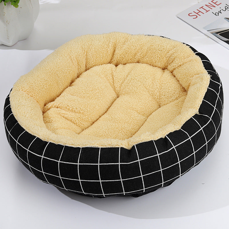 KFX-9027773 Cozy Cat and Dog Bed with Winter Warm Pet Mat - 50 cm Diameter