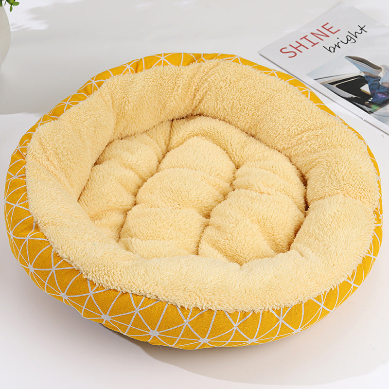 KFX-9027773 Cozy Cat and Dog Bed with Winter Warm Pet Mat - 50 cm Diameter