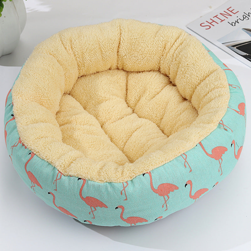 KFX-9027773 Cozy Cat and Dog Bed with Winter Warm Pet Mat - 50 cm Diameter