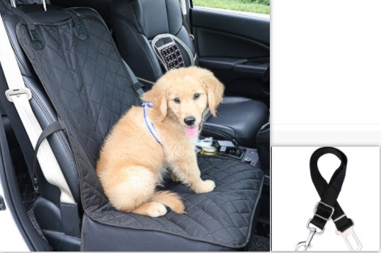 KFX-9029565 Durable Oxford Cloth Dog Car Seat Pad - Black, Single Seat Design