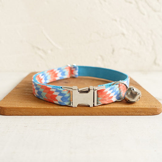 KFX-9029693 Adjustable Polyester Cat Collar with Lock Closure and Printed Design