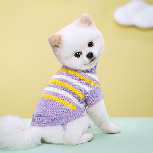 KFX-9031485 Striped Floral Knitted Wool Sweater for Dogs and Cats in Various Colors and Sizes