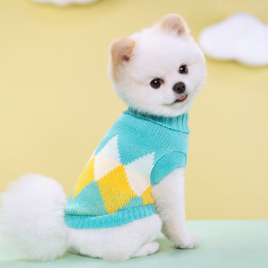 KFX-9031485 Striped Floral Knitted Wool Sweater for Dogs and Cats in Various Colors and Sizes