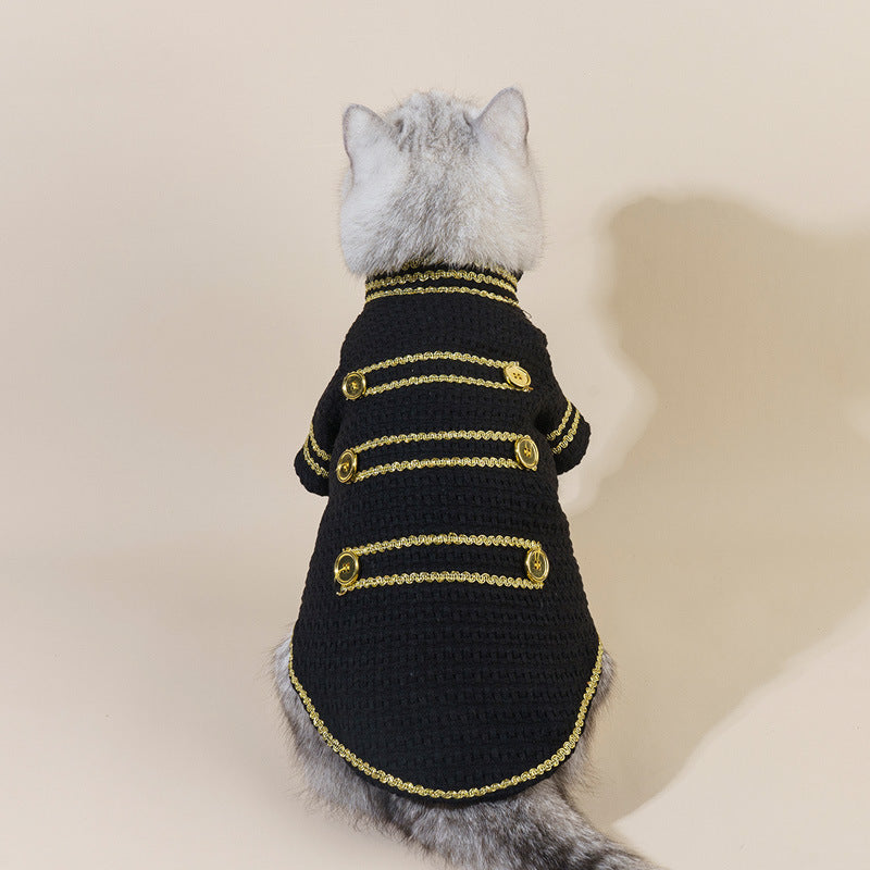KFX-9033149 Trendy Gold Thread Polyester Jacket for Pets - XS to XL Sizes Available