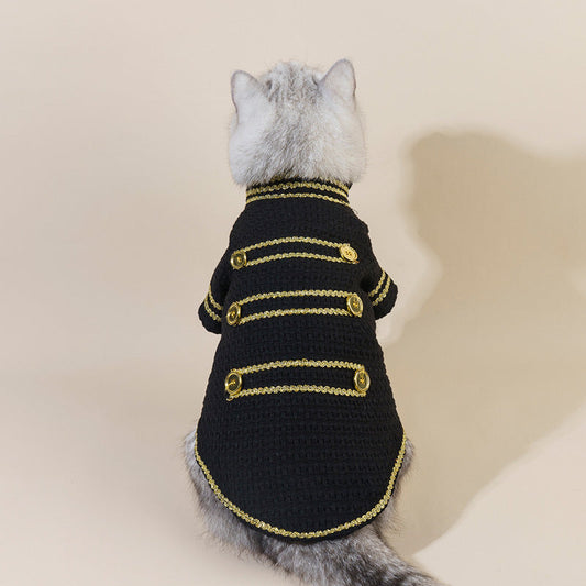 KFX-9033149 Trendy Gold Thread Polyester Jacket for Pets - XS to XL Sizes Available