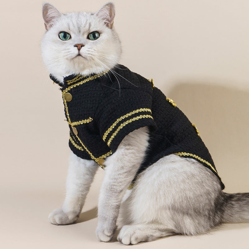 KFX-9033149 Trendy Gold Thread Polyester Jacket for Pets - XS to XL Sizes Available