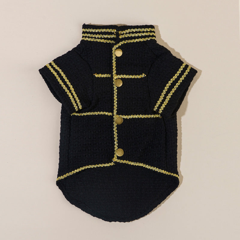 KFX-9033149 Trendy Gold Thread Polyester Jacket for Pets - XS to XL Sizes Available