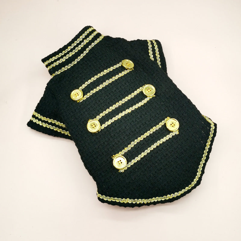 KFX-9033149 Trendy Gold Thread Polyester Jacket for Pets - XS to XL Sizes Available