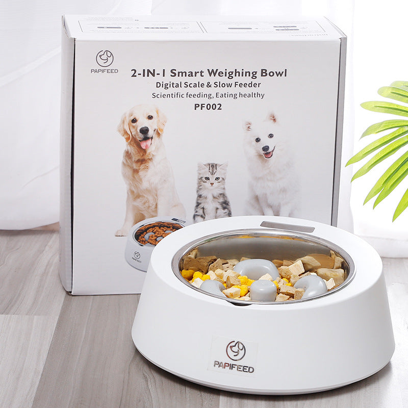 KFX-9033661 Smart Weighing Pet Food Bowl with Detachable Spoon and LED Display for Dogs and Cats