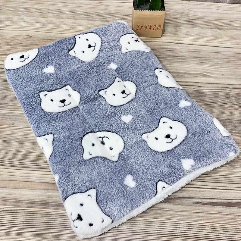 KFX-9035325 Cozy Coral Fleece Winter Pet Sleeping Pad with Various Fun Designs