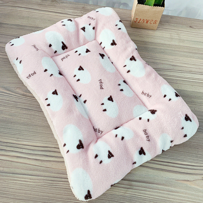 KFX-9035325 Cozy Coral Fleece Winter Pet Sleeping Pad with Various Fun Designs