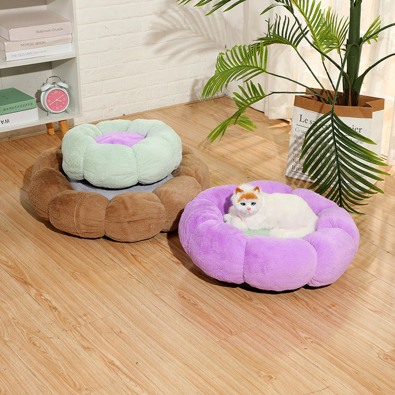 KFX-9037501 Cozy Plus Velvet Thick Round Cat Litter Kennel - Warm, Durable & Breathable Pet Nest