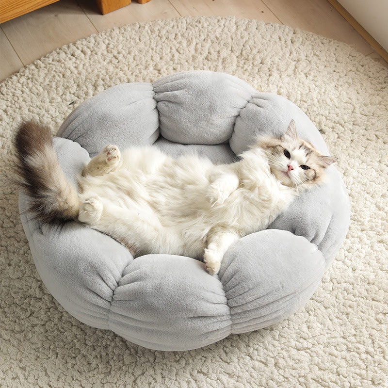 KFX-9037501 Cozy Plus Velvet Thick Round Cat Litter Kennel - Warm, Durable & Breathable Pet Nest