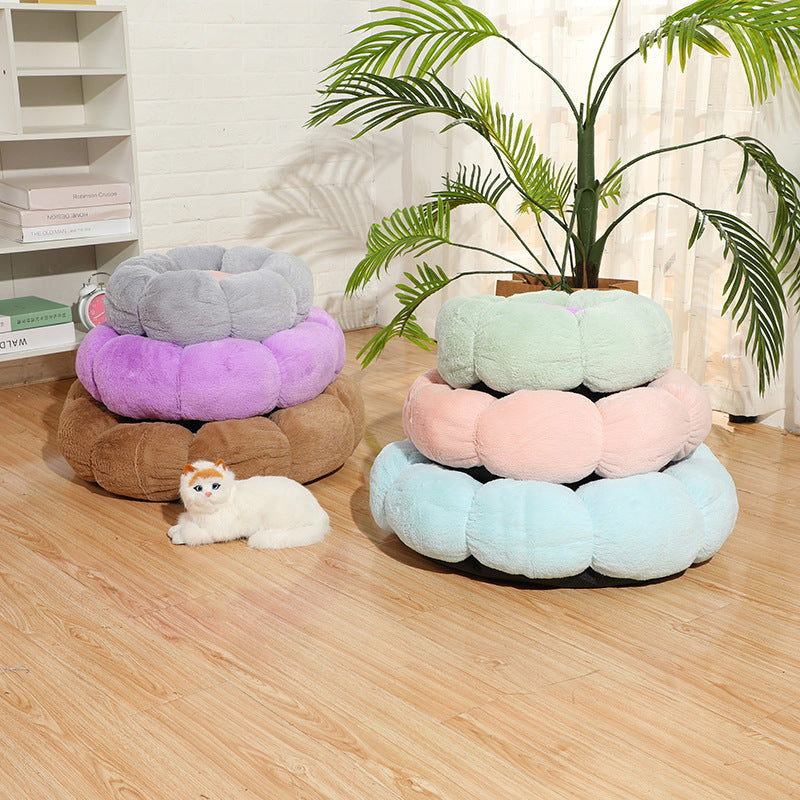 KFX-9037501 Cozy Plus Velvet Thick Round Cat Litter Kennel - Warm, Durable & Breathable Pet Nest
