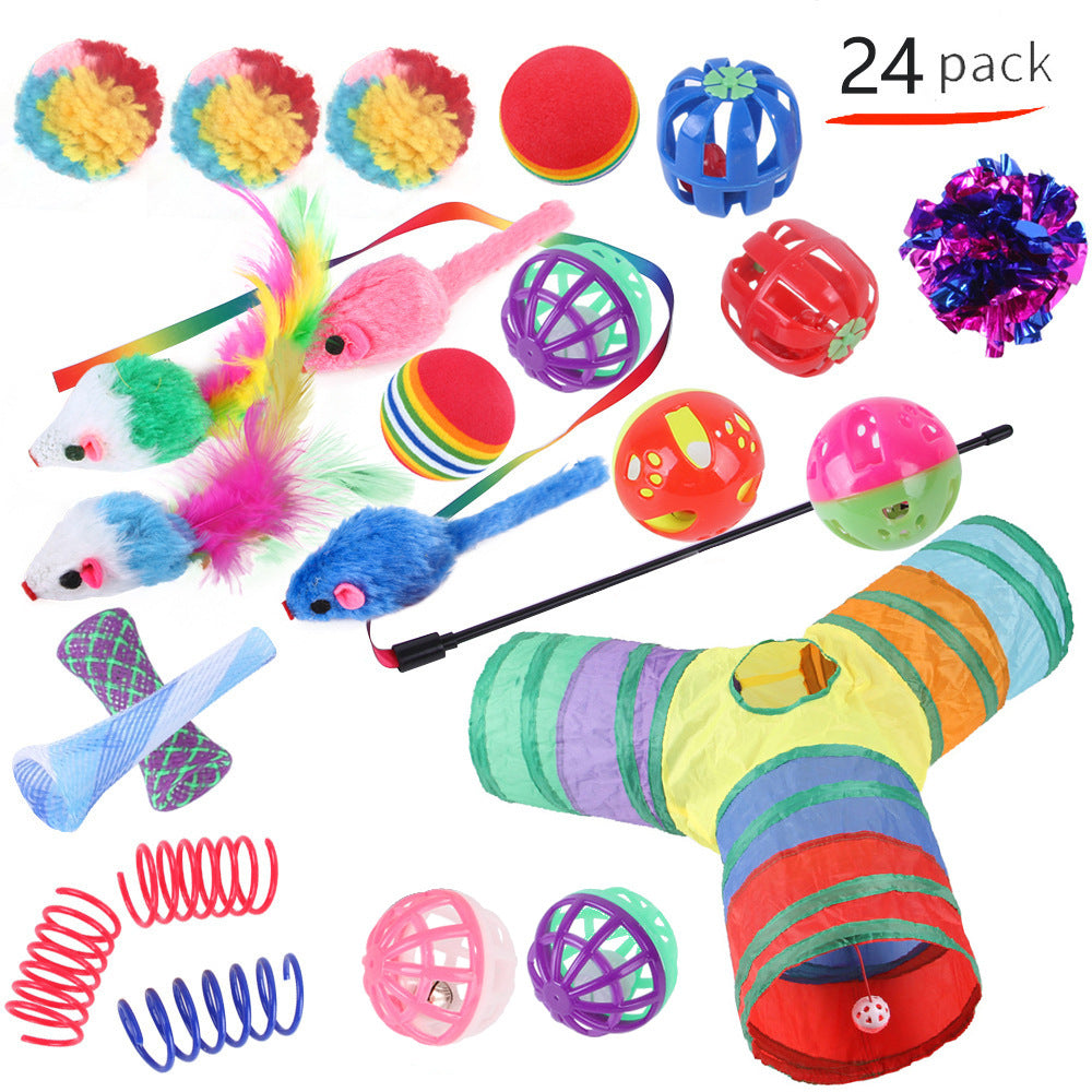 KFX-9038525 Interactive Cat Toy Set with Colorful Channels and Random Accessories