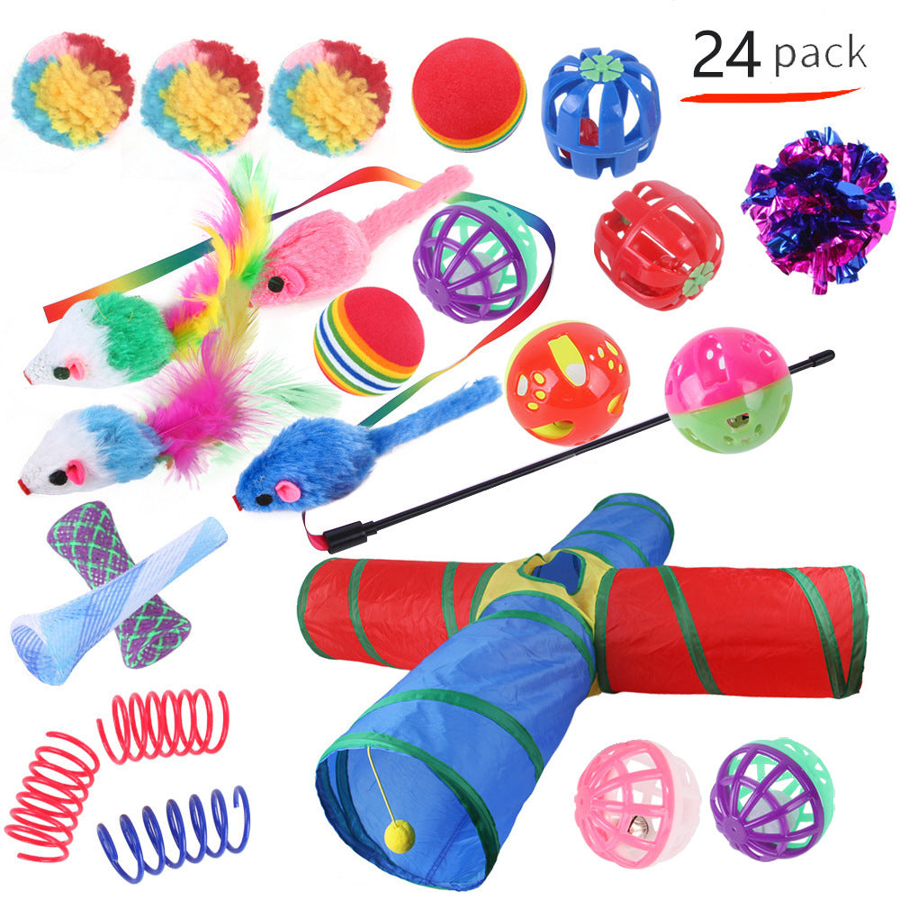 KFX-9038525 Interactive Cat Toy Set with Colorful Channels and Random Accessories