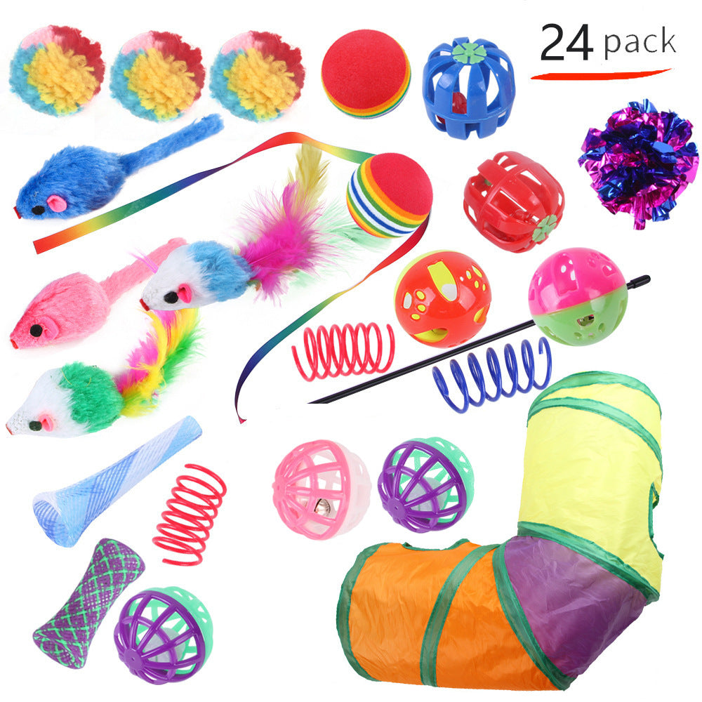 KFX-9038525 Interactive Cat Toy Set with Colorful Channels and Random Accessories