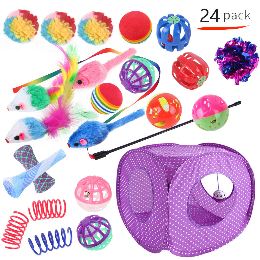 KFX-9038525 Interactive Cat Toy Set with Colorful Channels and Random Accessories