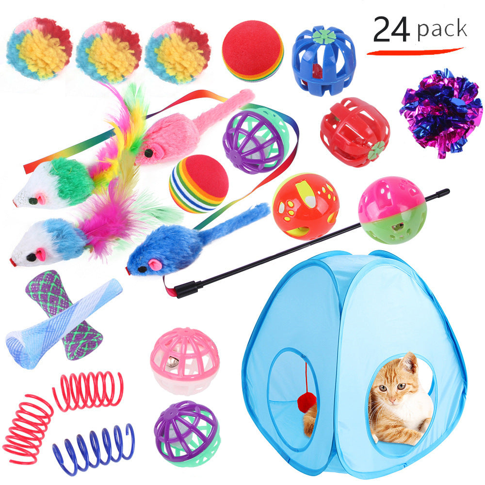 KFX-9038525 Interactive Cat Toy Set with Colorful Channels and Random Accessories