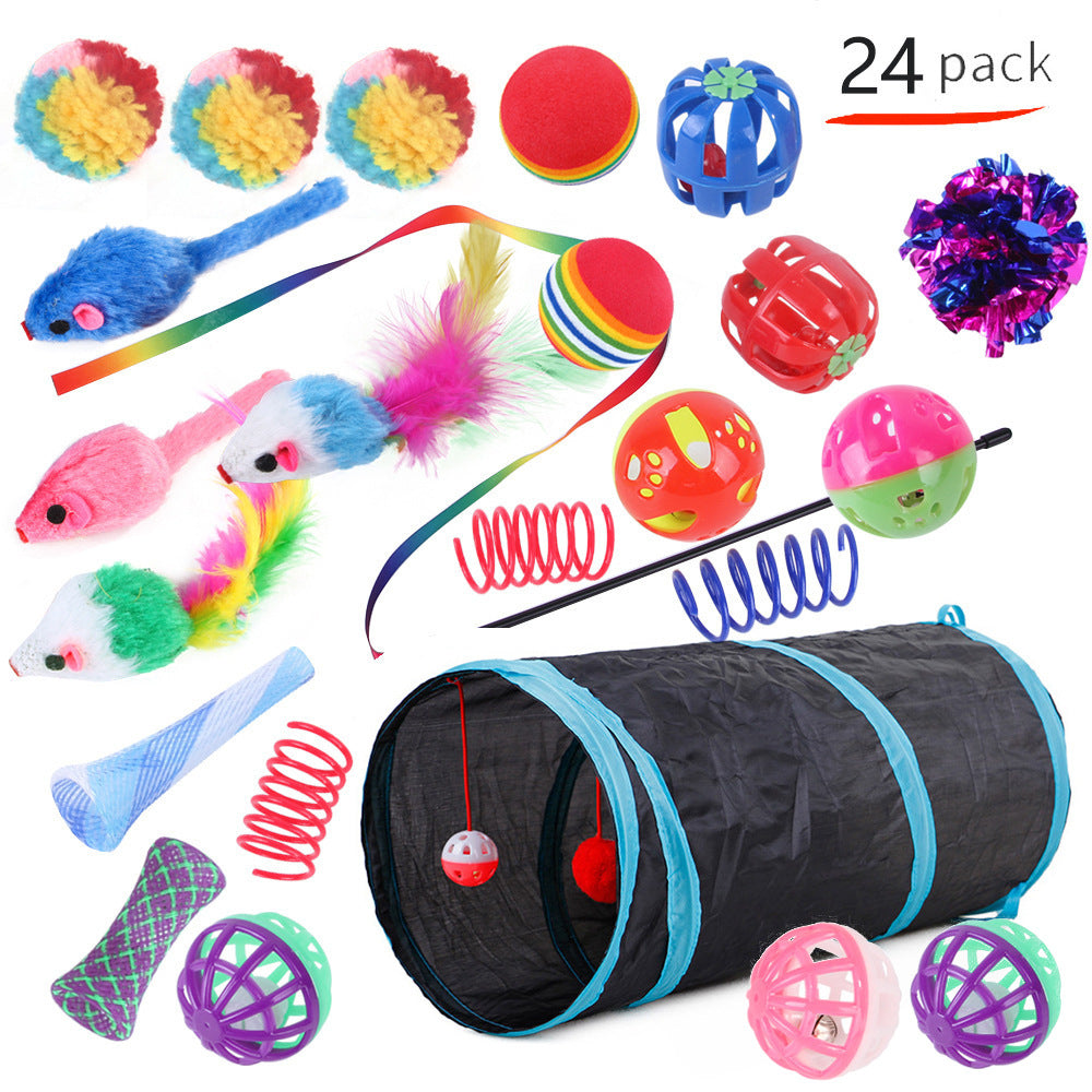 KFX-9038525 Interactive Cat Toy Set with Colorful Channels and Random Accessories