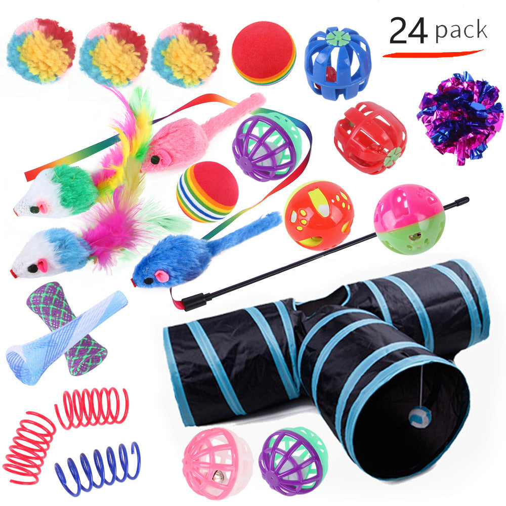 KFX-9038525 Interactive Cat Toy Set with Colorful Channels and Random Accessories