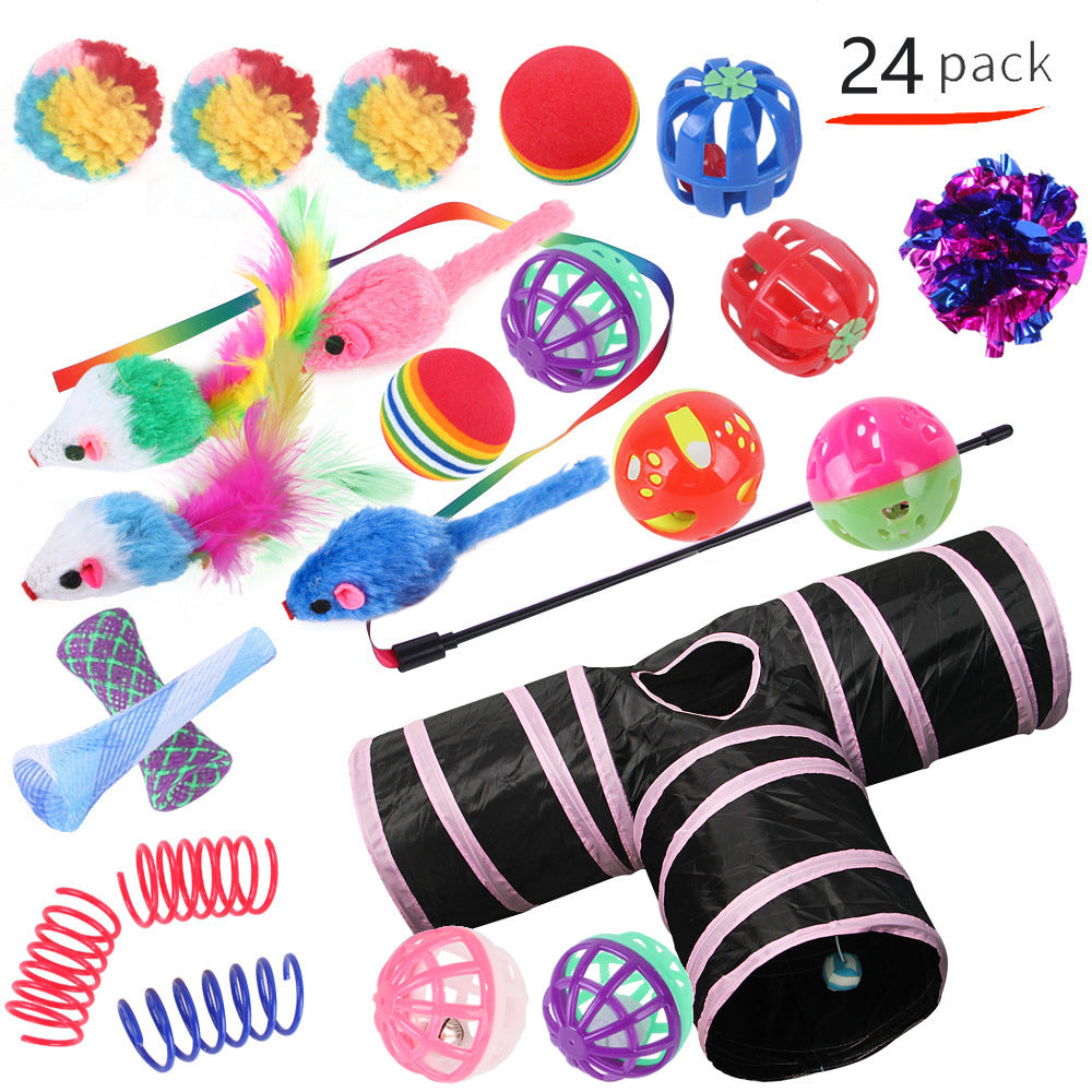 KFX-9038525 Interactive Cat Toy Set with Colorful Channels and Random Accessories
