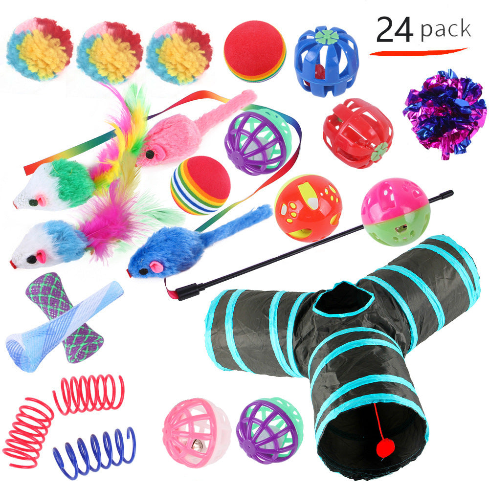 KFX-9038525 Interactive Cat Toy Set with Colorful Channels and Random Accessories