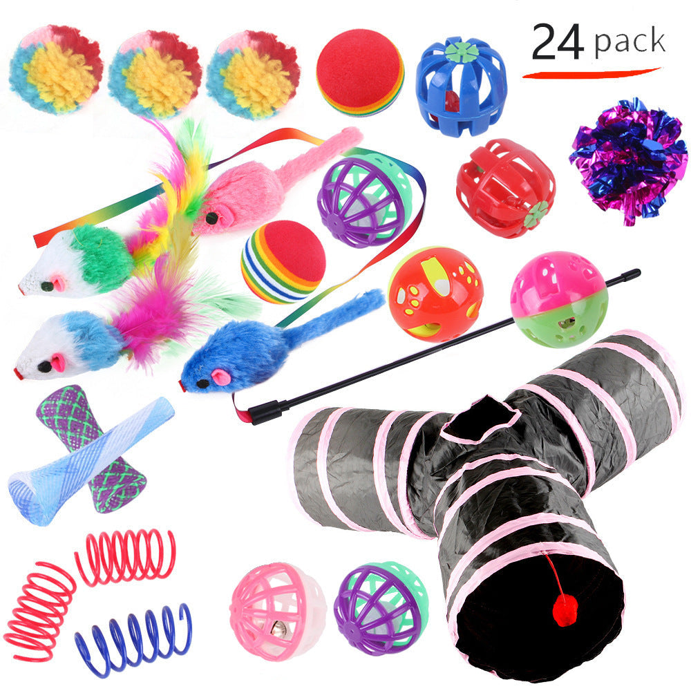 KFX-9038525 Interactive Cat Toy Set with Colorful Channels and Random Accessories