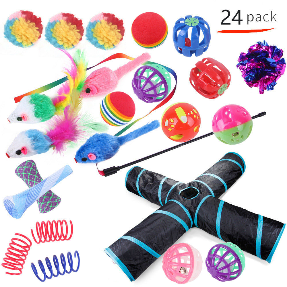 KFX-9038525 Interactive Cat Toy Set with Colorful Channels and Random Accessories