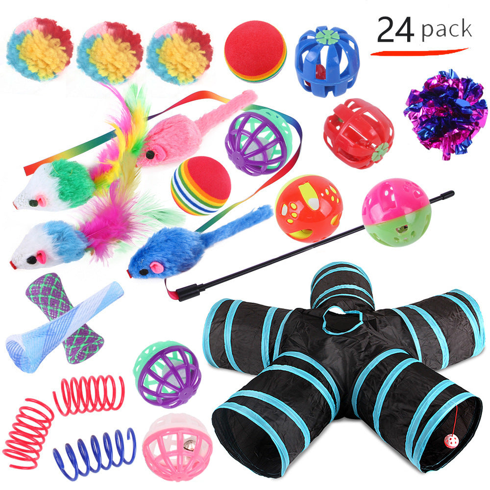 KFX-9038525 Interactive Cat Toy Set with Colorful Channels and Random Accessories