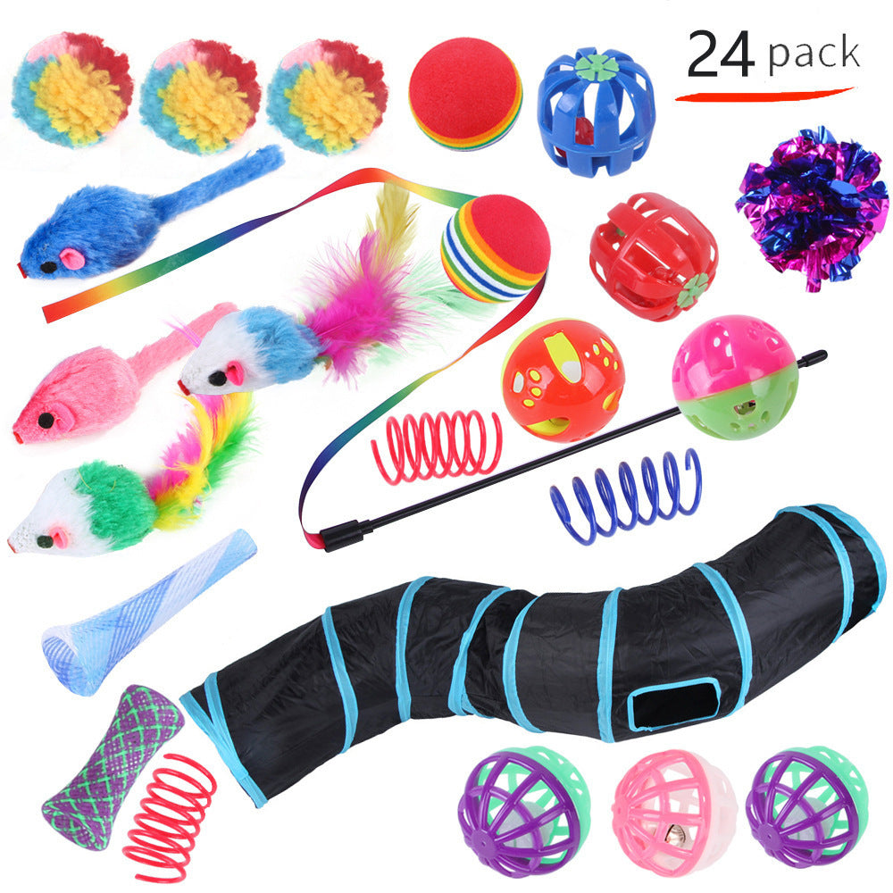 KFX-9038525 Interactive Cat Toy Set with Colorful Channels and Random Accessories
