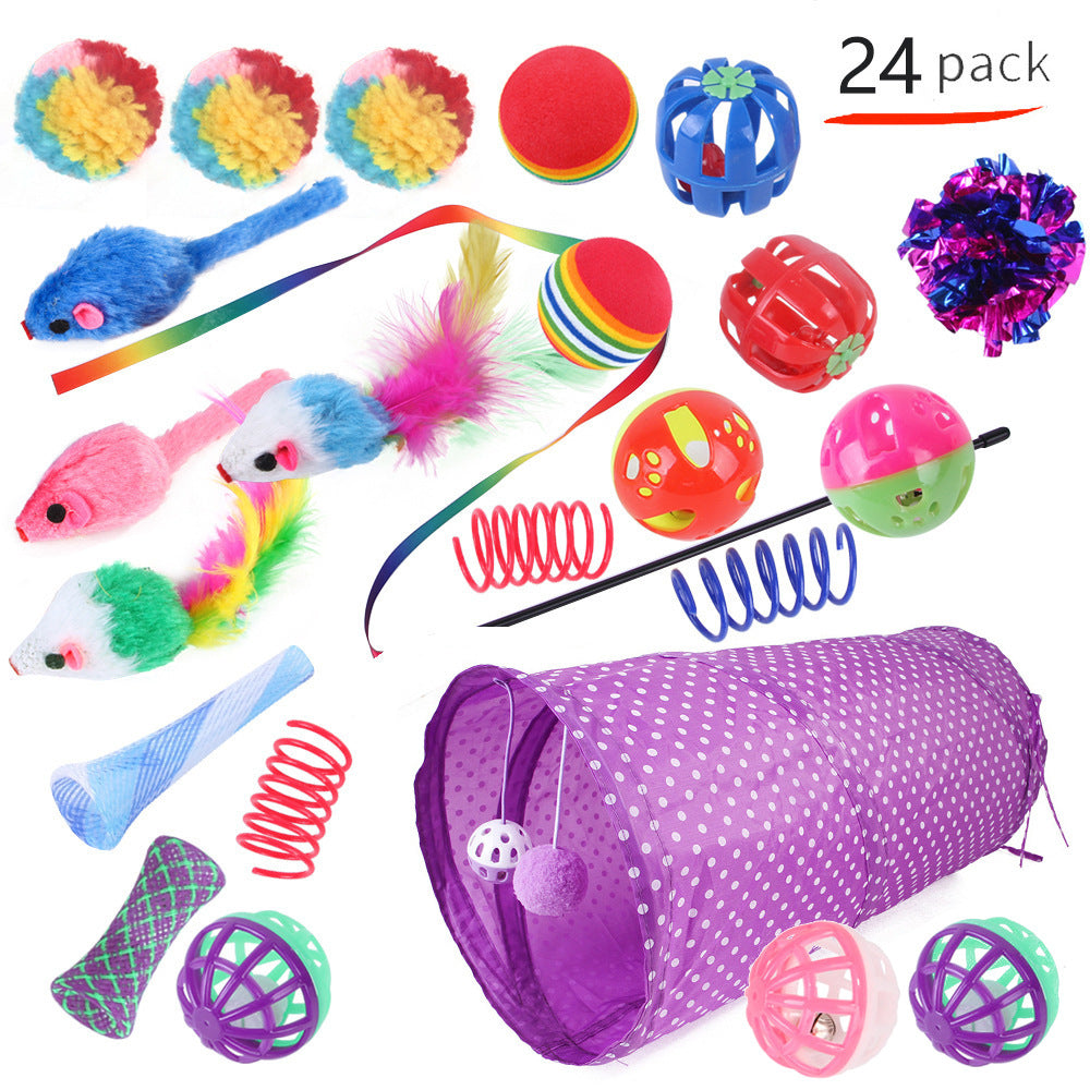 KFX-9038525 Interactive Cat Toy Set with Colorful Channels and Random Accessories