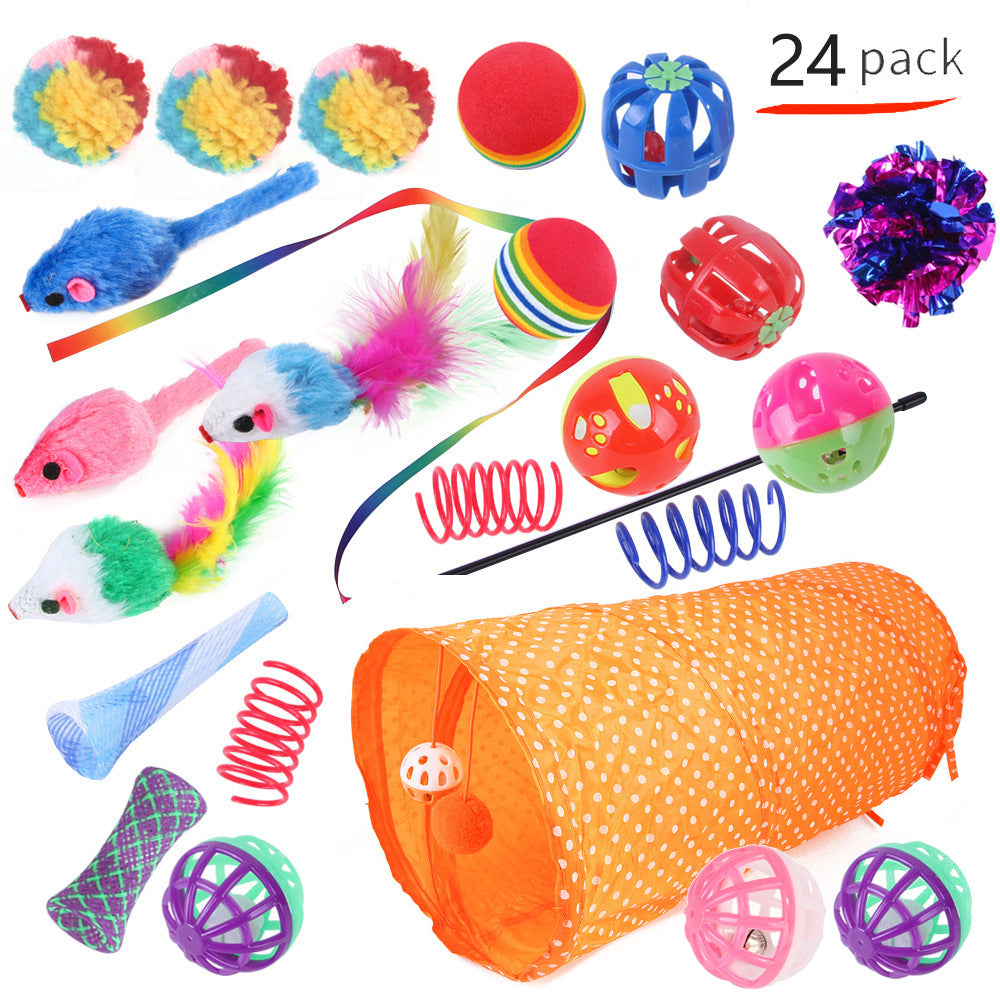 KFX-9038525 Interactive Cat Toy Set with Colorful Channels and Random Accessories