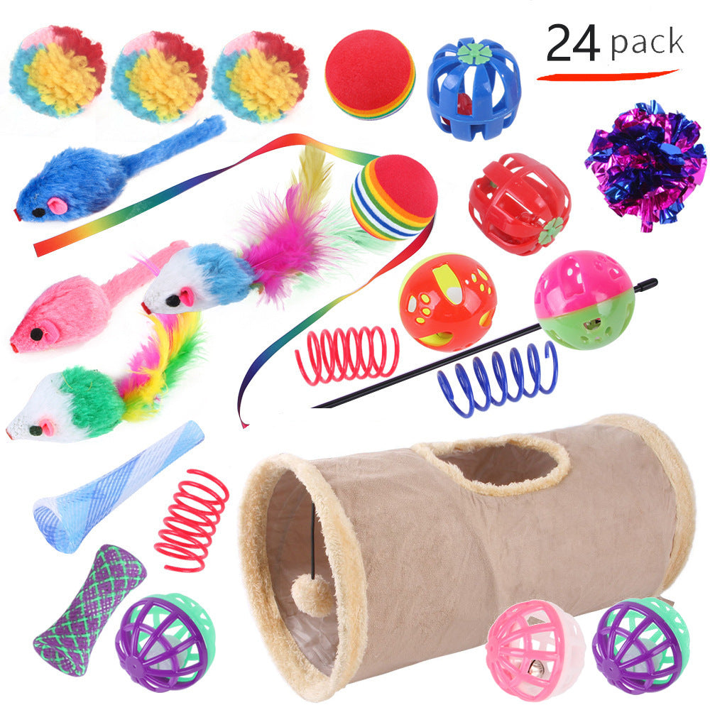 KFX-9038525 Interactive Cat Toy Set with Colorful Channels and Random Accessories