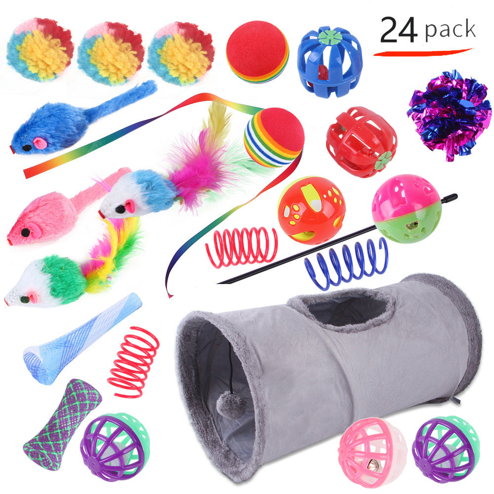 KFX-9038525 Interactive Cat Toy Set with Colorful Channels and Random Accessories