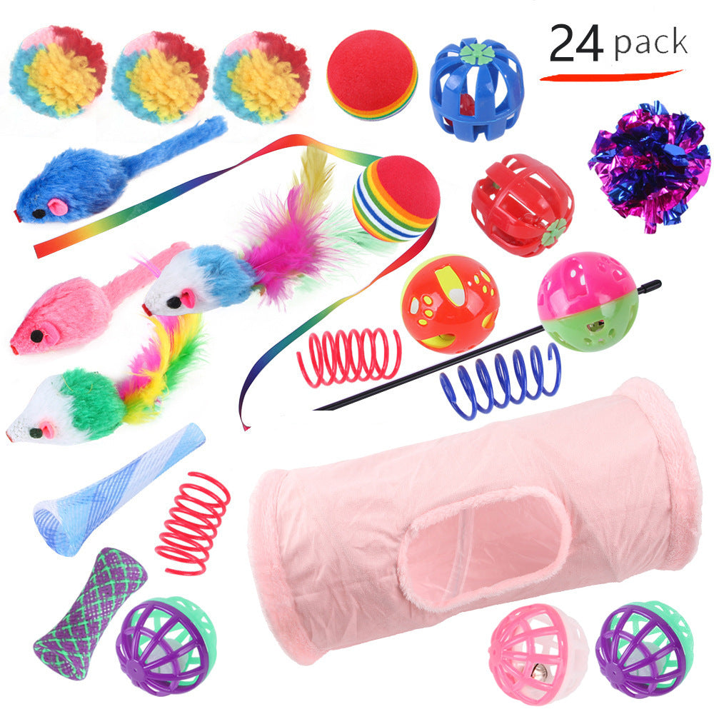 KFX-9038525 Interactive Cat Toy Set with Colorful Channels and Random Accessories