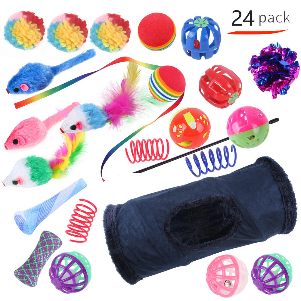 KFX-9038525 Interactive Cat Toy Set with Colorful Channels and Random Accessories