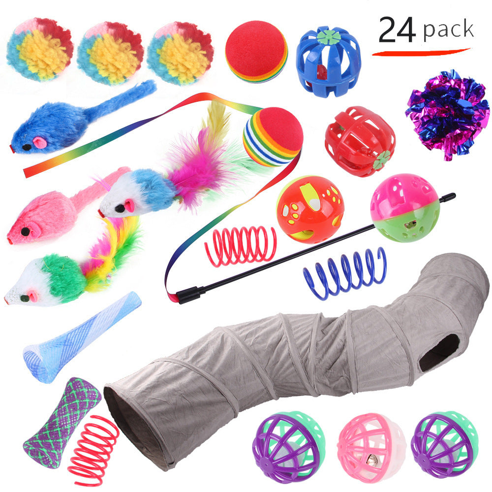 KFX-9038525 Interactive Cat Toy Set with Colorful Channels and Random Accessories