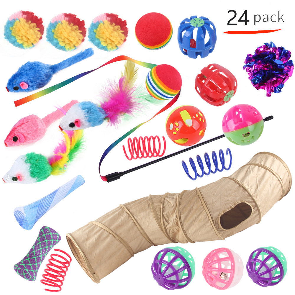 KFX-9038525 Interactive Cat Toy Set with Colorful Channels and Random Accessories