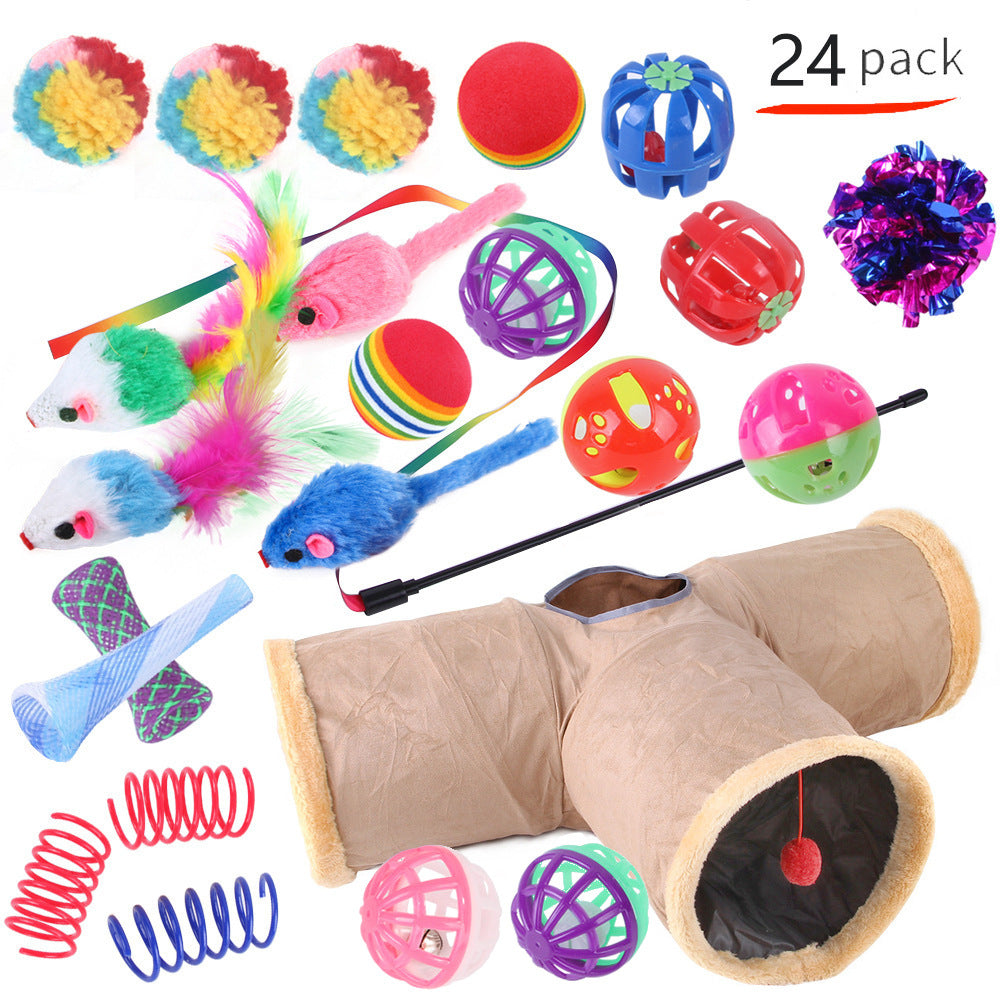 KFX-9038525 Interactive Cat Toy Set with Colorful Channels and Random Accessories