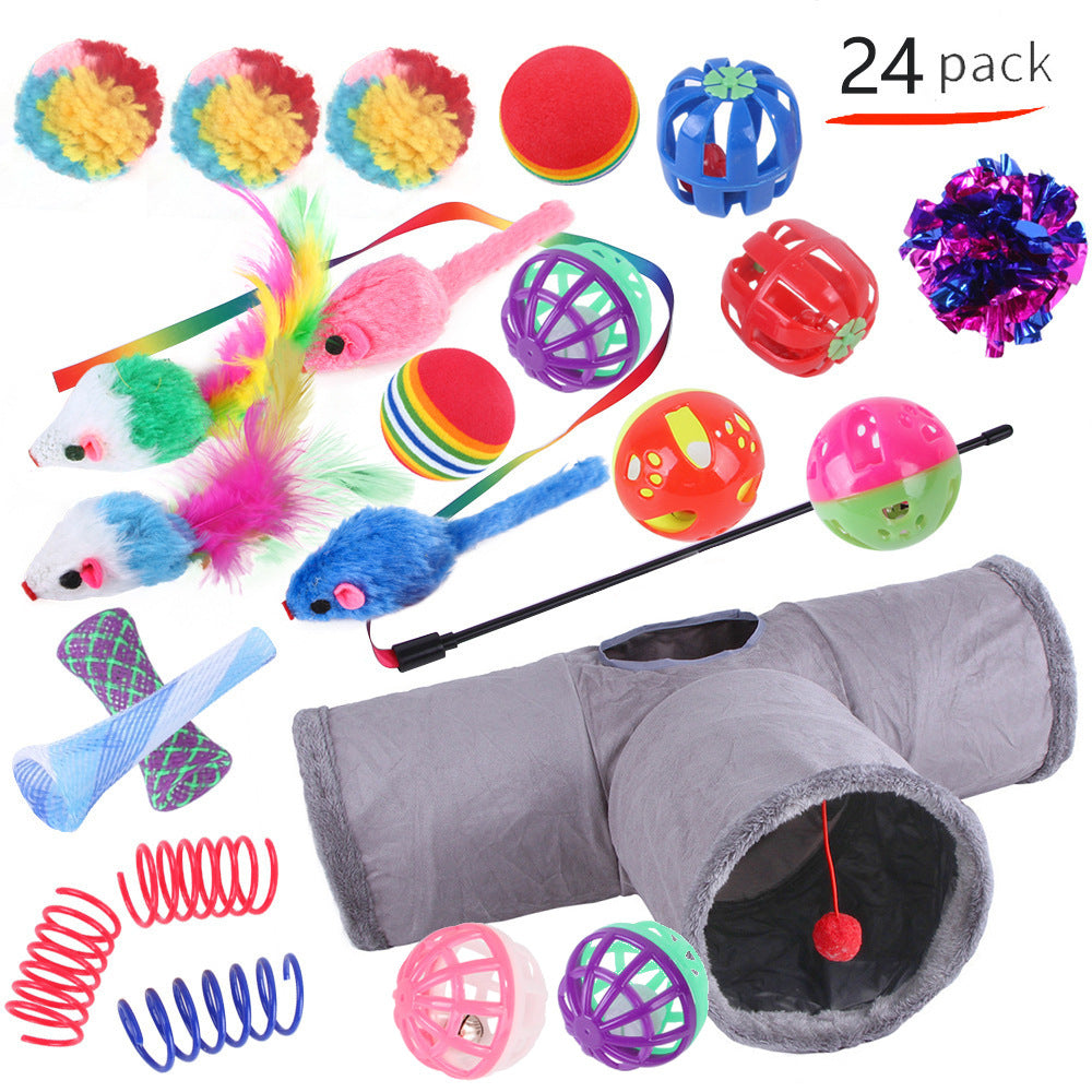 KFX-9038525 Interactive Cat Toy Set with Colorful Channels and Random Accessories
